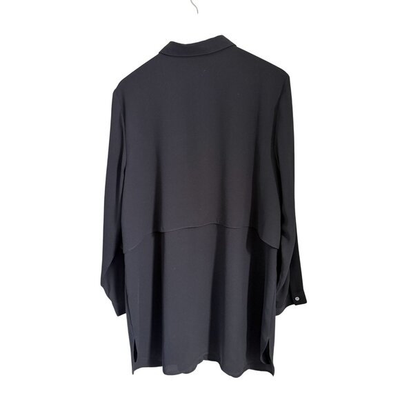J.Jill Black Long Sleeve Button-Down Tunic Shirt XL 100% Polyester Womens Relaxe - Picture 7 of 8